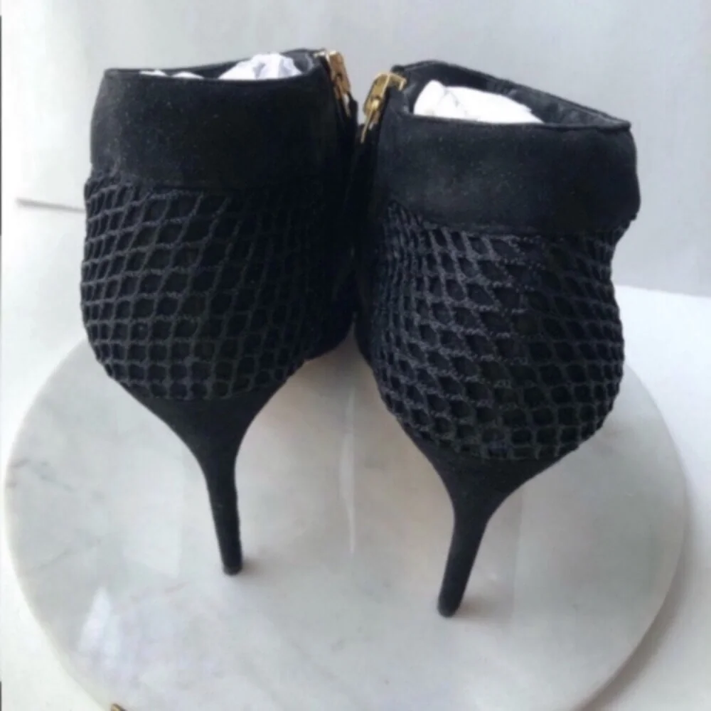 NEW BRIAN ATWOOD Black Mesh Ankle Boots